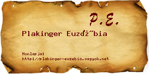 Plakinger Euzébia névjegykártya
